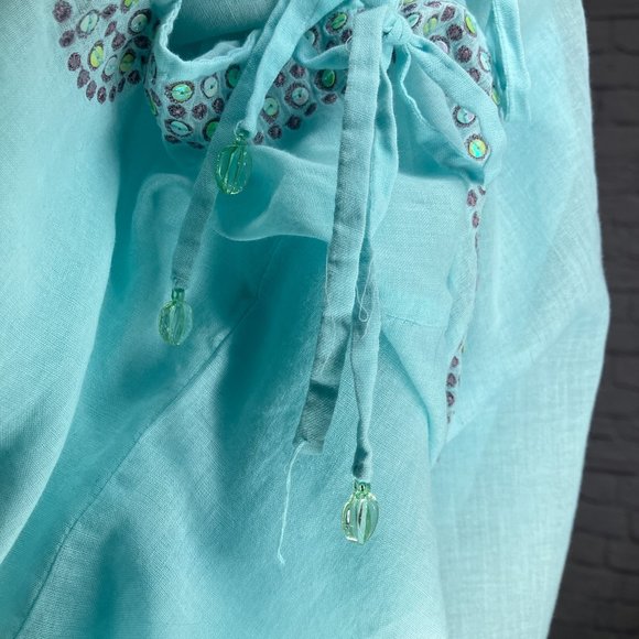 Vintage Y2K Victoria's Secret M L Blue Embellished V-Neck Swim Cover Up Dress - Picture 5 of 5